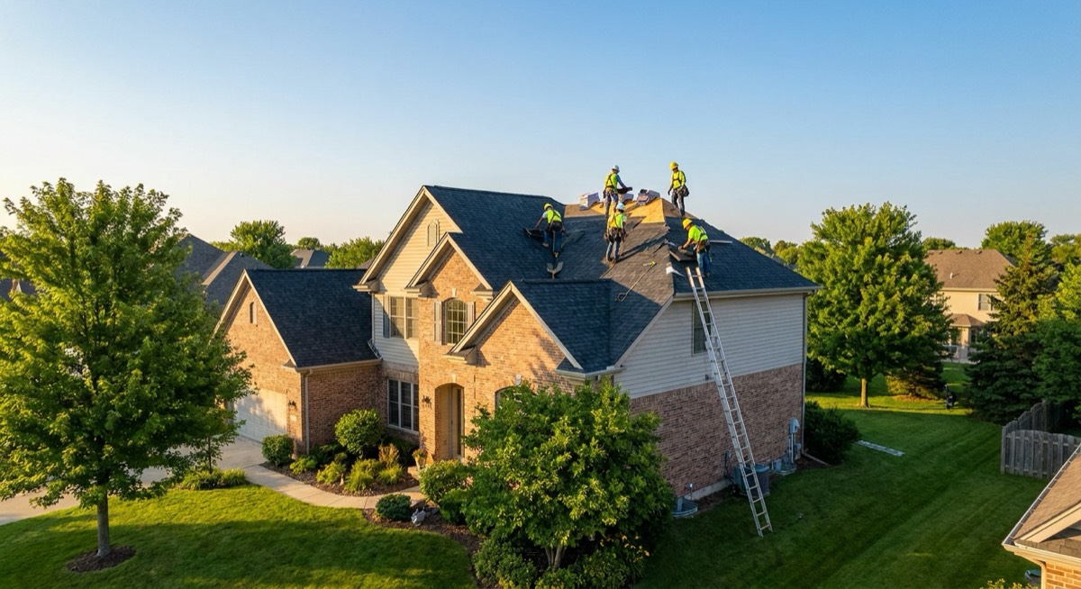 Wisconsin home with new roof installation